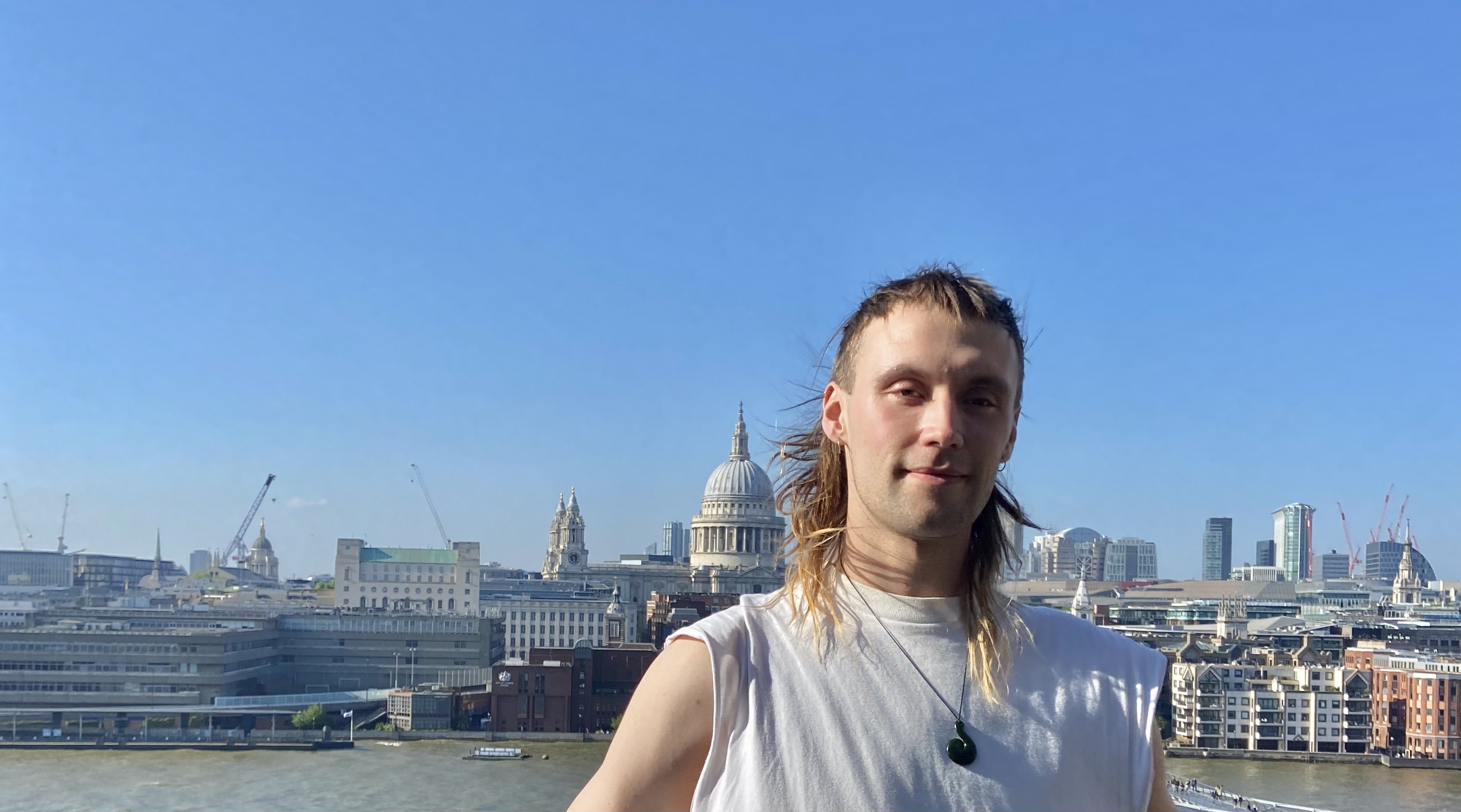 Picture of Lachlan in front of the St Pauls Cathedral in London